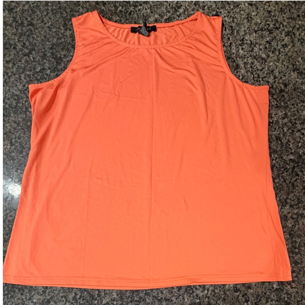 Ashley Stewart Women Orange Sleeveless Tank Top Scoop Neck Plus Size 22-24